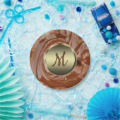 Gesmolten chocolade cocoa fudge wervel dessert bru papieren bordje (Feest)