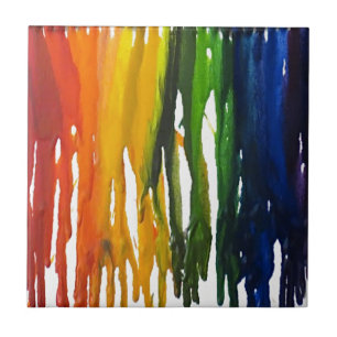 Gesmolten Crayon op canvass Tegeltje