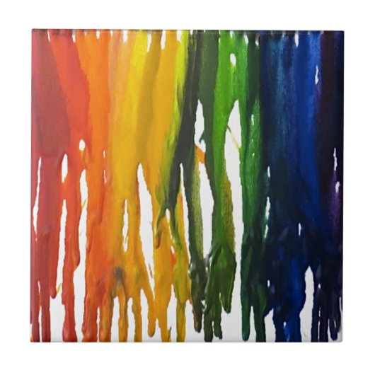 Gesmolten Crayon op canvass Tegeltje (Voorkant)