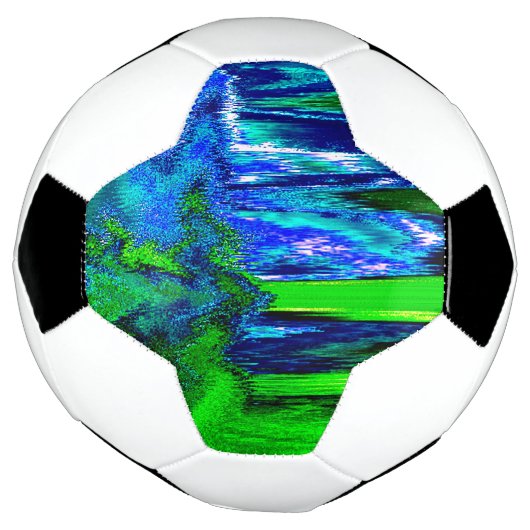 Gesmolten glitch (blauw en groen) voetbal (Gedraaid)