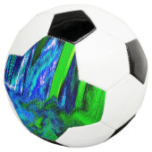 Gesmolten glitch (blauw en groen) voetbal (Drie kwart)