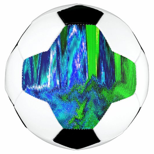 Gesmolten glitch (blauw en groen) voetbal (Voorkant)