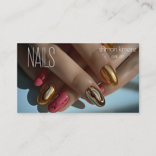 Gesmolten Goud Modieuze Nagelkunst Visitekaartje (Voorkant)