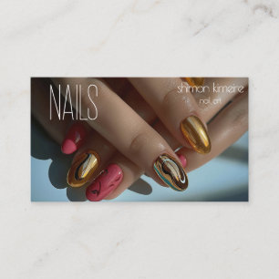 Gesmolten Gouden Trendy Nagelkunst Visitekaartje