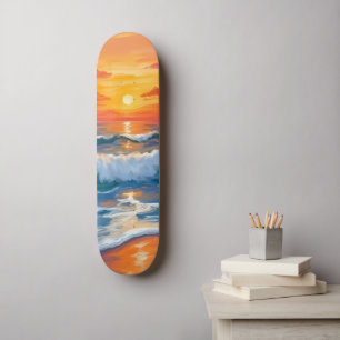 Gesmolten Horizon Oceaan Golven Zonsondergang Aq Skateboard