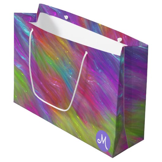 Gesmolten Rainbow Glass Monogram Gift Bag Groot Cadeauzakje (Voorkant Gekanteld)