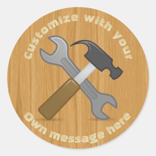 Gesneden aangepaste tekst voor gereedschap Hammer  Ronde Sticker (Voorkant)