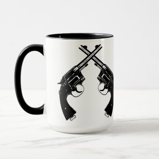 Gesneden Antiek revolvers // Pistolen in zwart Mok (Links)