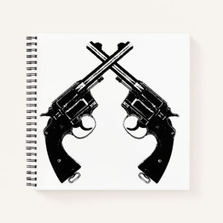 Gesneden Antiek revolvers // Pistolen in zwart Notitieboek