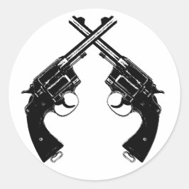 Gesneden Antiek revolvers //  Pistolen in zwart Ronde Sticker
