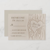 gesneden boom rustieke bruiloft RSVP kaarten (Voorkant / Achterkant)