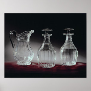 gesneden glazen decanters en jug, c.1840 poster