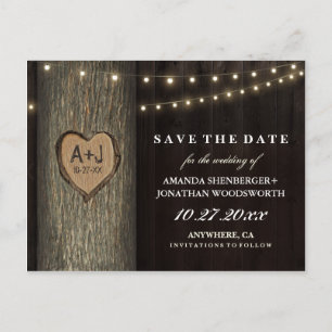Gesneden Grootvader Eikenboom Save The Date Cards Aankondigingskaart