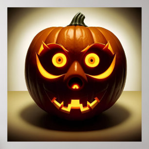 Gesneden Halloween Pompoen Jack O Lantern Muur Poster