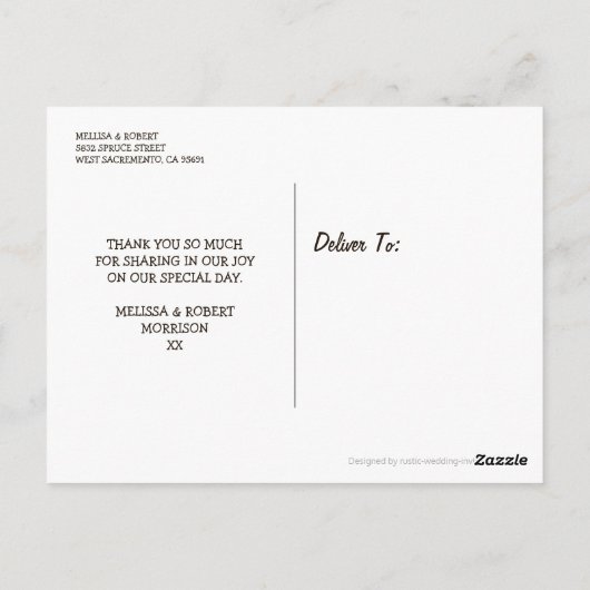 Gesneden Hart Boom Bruiloft Dank u Briefkaart (Achterkant)