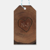 Gesneden Hart Houten Boom Schors Rustieke Bruiloft Cadeaulabel (Achterkant)