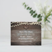 Gesneden Hart in Hout & String Lights Save the Dat Save The Date (Staand voorkant)