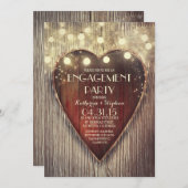 Gesneden Hart String Lichten Houten Verlovingsfees Kaart (Voorkant / Achterkant)