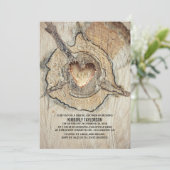 Gesneden Hout Hart Rustieke Boom Vrijgezellenfeest Kaart (Staand voorkant)