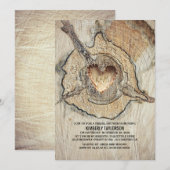 Gesneden Hout Hart Rustieke Boom Vrijgezellenfeest Kaart (Voorkant / Achterkant)