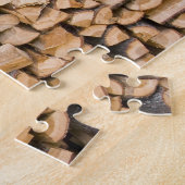 Gesneden hout op een stapel puzzel (Zijkant)