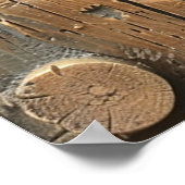 Gesneden houten enorme grommende grizzlybeer poster (Hoek)