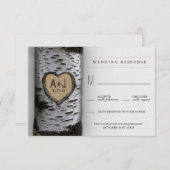 Gesneden Initialen Birch Tree Wedding RSVP Kaarten (Voorkant / Achterkant)