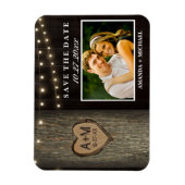 Gesneden Initialen Oude Eiken Boom Bruiloft Bewaar Magneet (Verticaal)