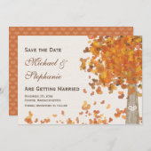 Gesneden Letters Boom Herfst Sla de Datum Op Huwel Save The Date (Voorkant / Achterkant)