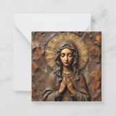 Gesneden Ontwijding Houten Maria Notitiekaartje (Voorkant)