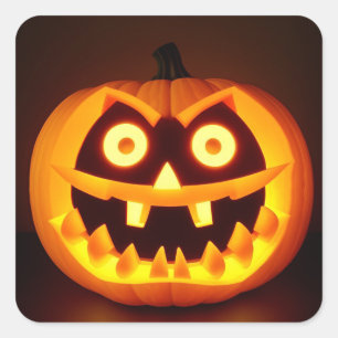 Gesneden Pompoen Jack O Lantern Halloween Vierkante Sticker