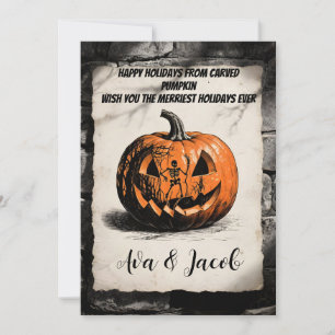 Gesneden Pompoen Vakantiekaart Thanksgiving Hallow Kaart