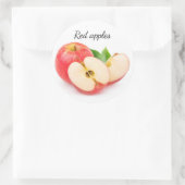 Gesneden rode appels ronde sticker (Tas)