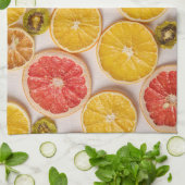 Gesneden Sinaasappels pompelmoes en kiwi-patroonvr Theedoek (Gevouwen)