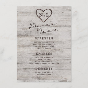Gesneden Sweethearts Rustieke Berk Wood Tree Dinne Menu