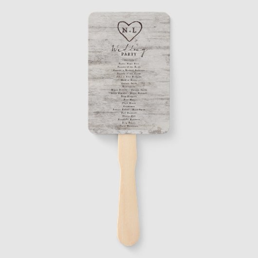 Gesneden Sweethearts rustieke bruiloft ceremonie p Handwaaier (Achterkant)