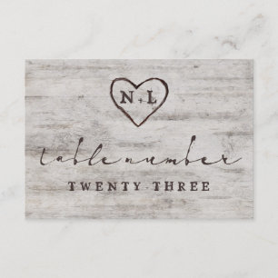 Gesneden Sweethearts Rustieke Bruiloft Tafelnummer