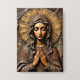 Gesneden Toewijding Houten Maria Button