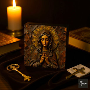 Gesneden Toewijding Houten Maria Tegeltje