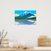 Gesneeuwde bergen gereflecteerd in een meer poster (Keuken)