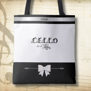 Gesofisticeerde Cello Zwart en Wit Muziek Boodscha Draagtas
