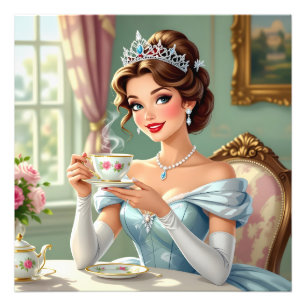 Gesofisticeerde prinses met kroon elegante jurk foto afdruk