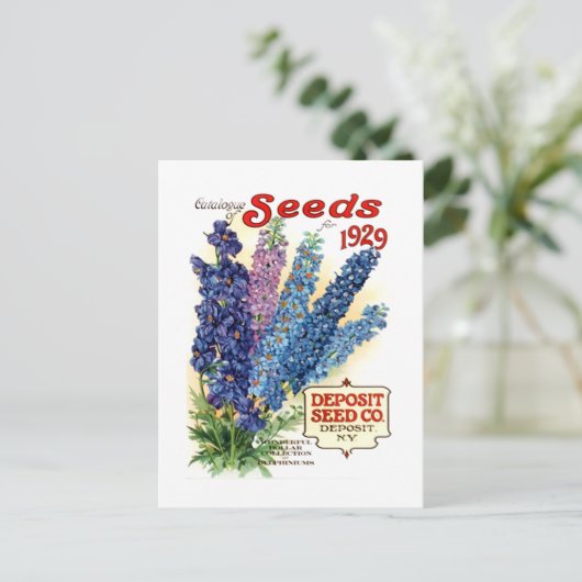 gesorteerd Delphiniums Seed Packet Briefkaart (Staand voorkant)