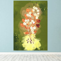 Gespannen canvasprint bloemen op groene achtergron