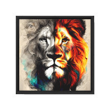 Gespannen Canvasprint De Leeuw van Dubbele Rijken