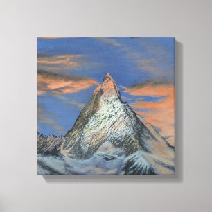Gespannen canvasprint - De Matterhorn bij zonsonde Canvas Afdruk