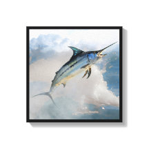 Gespannen canvasprint met springende marlijn