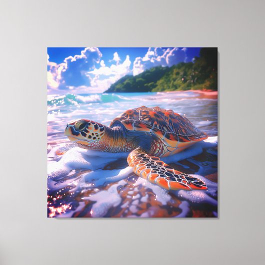 Gespannen canvasprint van zeeschildpad canvas afdruk (Voorkant)