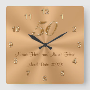 Gespecialiseerd Golden Wedding Jubileum Gift Clock Vierkante Klok