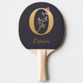 Gespecialiseerd goudblauw elegant monogram O Tafeltennisbatje (Voorkant)
